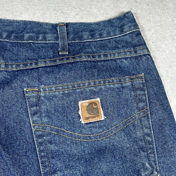 Carhartt Jeans Relaxed Fit Men’s Size 44X 32 Dark Blue Denim Straight Leg Baggy - Picture 10 of 13